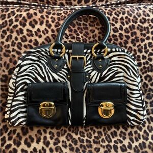 Marc Jacobs Zebra Print Bag with Black and Gold Accents